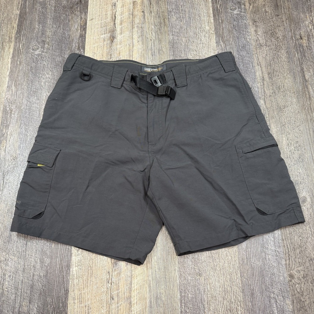 Eddie Bauer Sport Cargo Shorts Mens 40 Gray Nylon Hiking Utility Outdoor Belted
